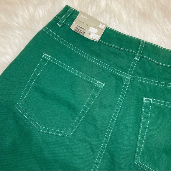 TOPSHOP Moto Green Jean Mini Skirt - Picture 4 of 11
